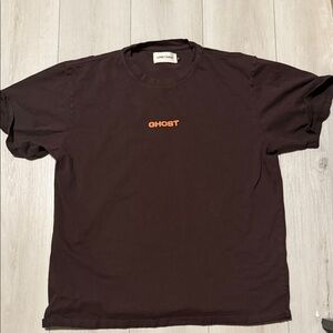 LONELY GHOST Men’s Large Dark Brown Short-Sleeve Tee with Orange GHOST Logo